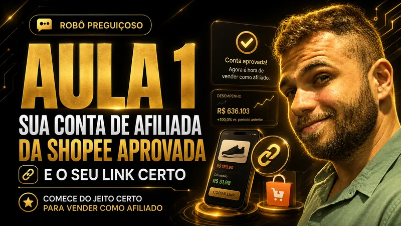 Capa da Aula 1: sua conta de afiliada da Shopee aprovada e o seu link certo